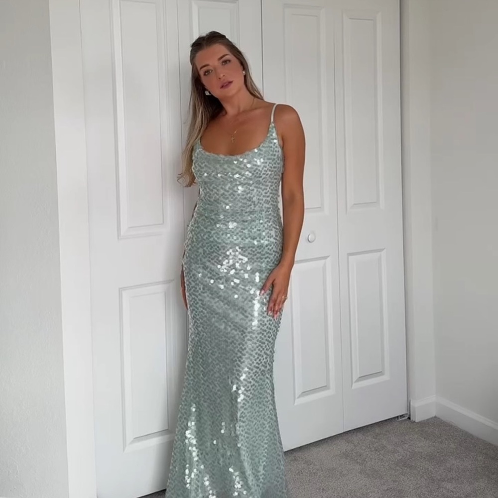 Glamorous Sequin Maxi Dress in Silver
